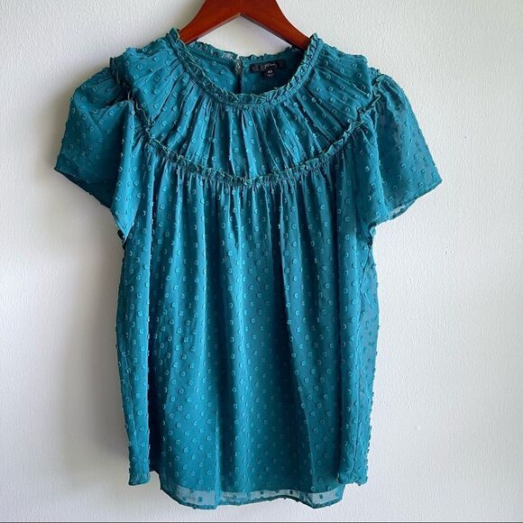 J. Crew Green Layered Blouse - Picture 2 of 4